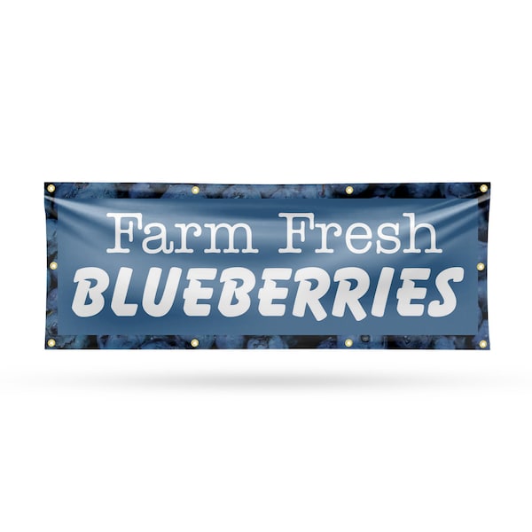 Signmission Farm Fresh Blueberries, 36 Inch x 96 Inch, Vinyl Banner - B-96-30580