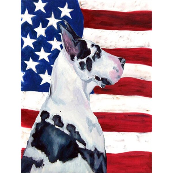 Carolines Treasures 28 x 40 In. Usa American Flag With Great Dane Flag Canvas- House Size - LH9013CHF