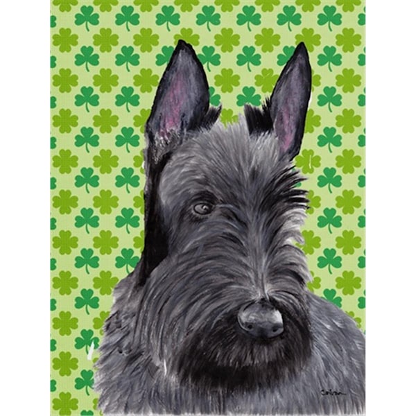 Patioplus 15 x 15 In. Scottish Terrier St. Patricks Day Shamrock Portrait Flag; Garden Size - PA631333