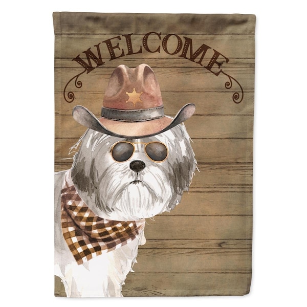 Patioplus 28 x 0.01 x 40 in. Shih Tzu Puppy Cut Country Dog Flag Canvas House Size - PA3396154