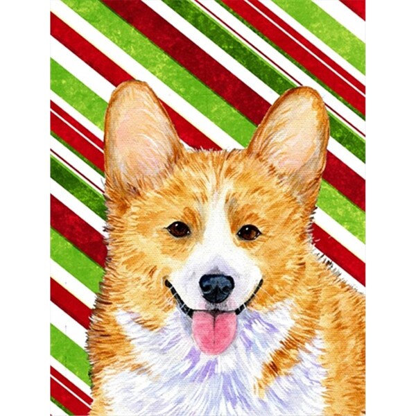 Patioplus 11 x 15 In. Corgi Candy Cane Holiday Christmas Flag; Garden Size - PA246655