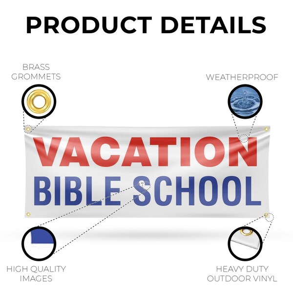 Signmission Vacation Bible School, 18 Inch x 48 Inch, Vinyl Banner - B-30904