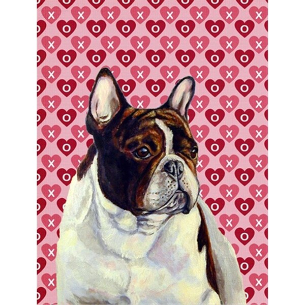 Patioplus 11 x 15 in. French Bulldog Hearts Love And Valentines Day Portrait Flag Garden Size - PA252053