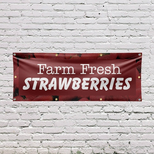 Signmission Farm Fresh Strawberries, 36 Inch x 96 Inch, Vinyl Banner - B-96-30616