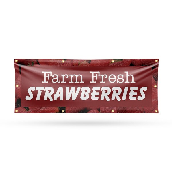 Signmission Farm Fresh Strawberries, 36 Inch x 96 Inch, Vinyl Banner - B-96-30616