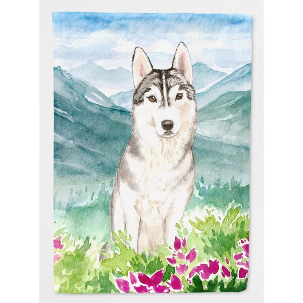 Patioplus Mountian Flowers Siberian Husky Flag Canvas House Size - PA2886341