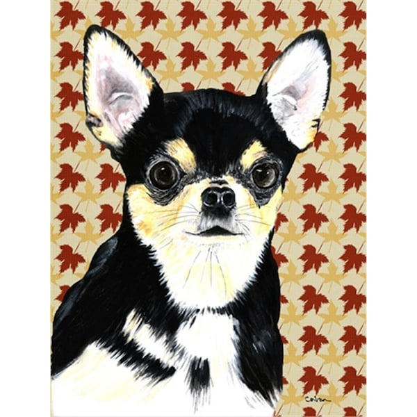 Carolines Treasures 15 x 15 In. Chihuahua Fall Leaves Portrait Flag- Garden Size - SC9239GF