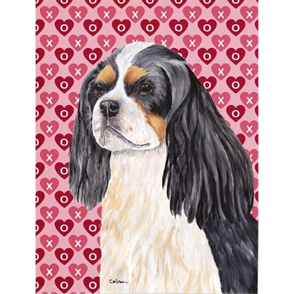Patioplus 15 x 15 In. Cavalier Spaniel Hearts Love And Valentines Day Portrait Flag; Garden Size - PA247234
