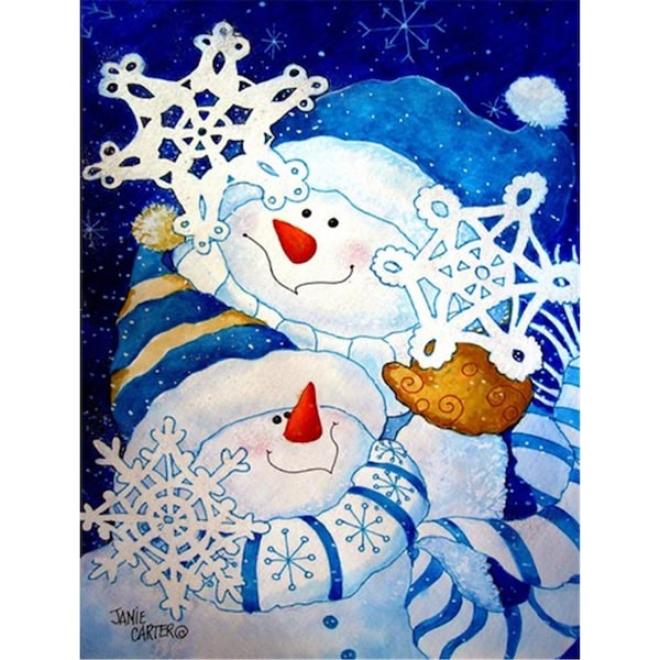 Carolines Treasures Snowflake Buddies Snowman Flag Garden Size - PJC1018GF