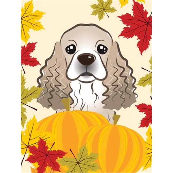 Carolines Treasures Cocker Spaniel Thanksgiving Canvas House Flag - BB2022CHF