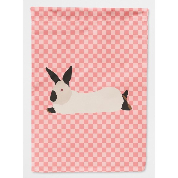 Carolines Treasures California White Rabbit Pink Check Canvas House Flag - BB7967CHF