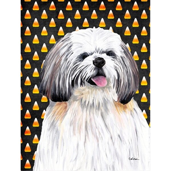 Carolines Treasures Shih Tzu Candy Corn Halloween Portrait Flag Garden Size - SC9164GF