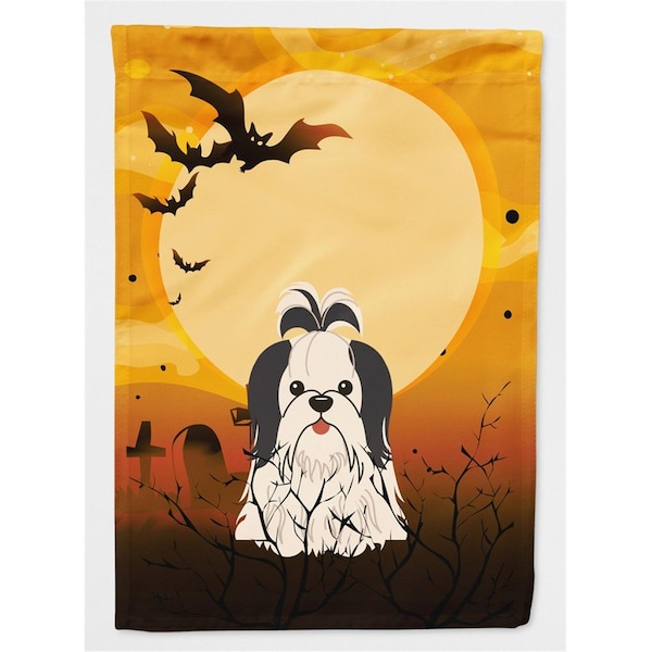 Patioplus Halloween Shih Tzu Black & White Flag Canvas House Size - PA2855606