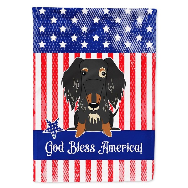 Carolines Treasures Patriotic USA Wire Haired Dachshund Dapple Flag Canvas House Size - BB3123CHF