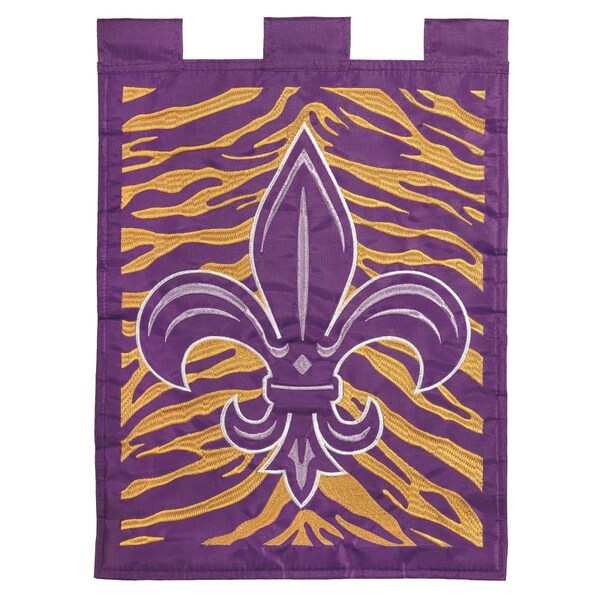 Magnolia Gardens 13 x 18 in FleurDeLis Tiger Applique Garden Flag - M011263