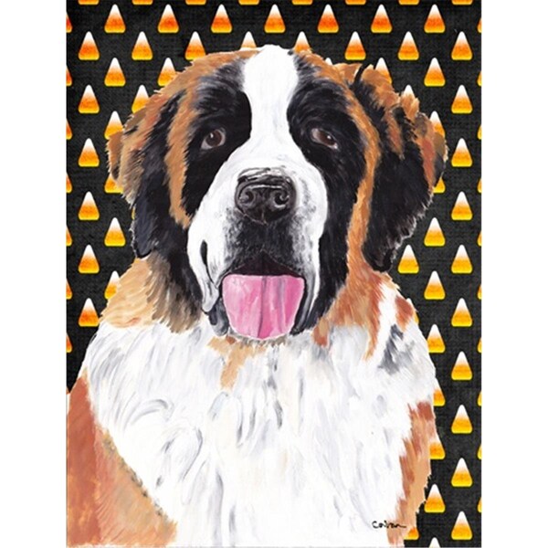 Carolines Treasures Saint Bernard Candy Corn Halloween Portrait Flag Canvas House Size - SC9165CHF