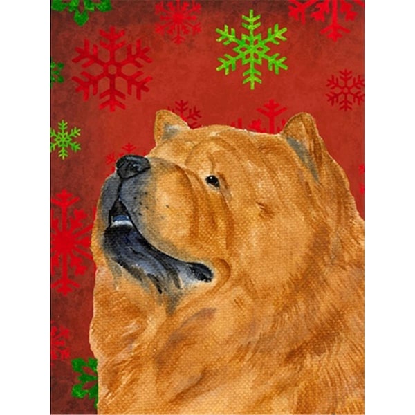 Patioplus Chow Chow Red and Green Snowflakes Holiday Christmas Flag Garden Size - PA631500