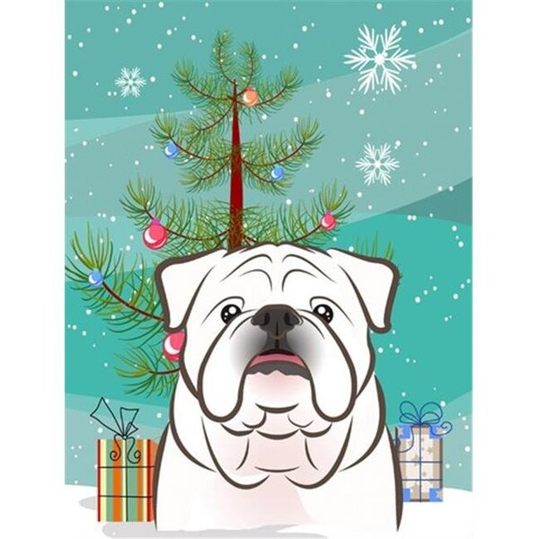 Patioplus Christmas Tree And White English Bulldog Flag Garden Size - PA252392