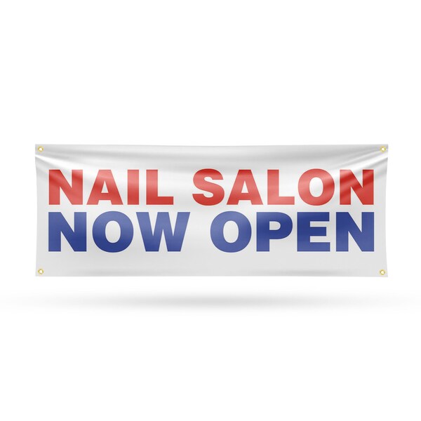 Signmission Nail Salon Now Open, 18 Inch x 48 Inch, Vinyl Banner - B-30748
