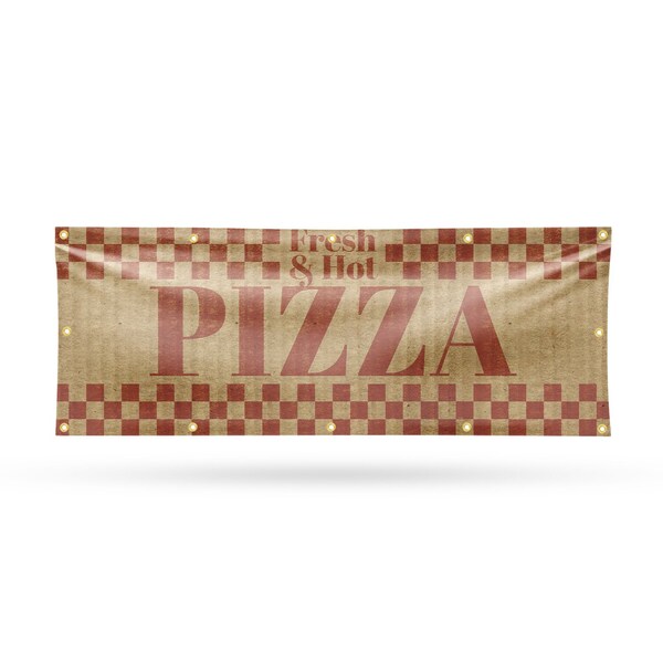 Signmission Fresh & Hot Pizza, 48 Inch x 120 Inch, Vinyl Banner - B-120-30651