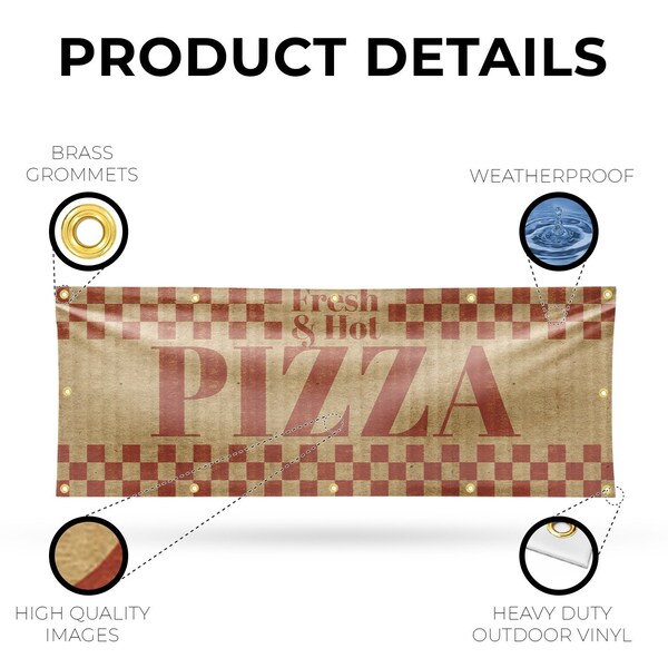 Signmission Fresh & Hot Pizza, 48 Inch x 120 Inch, Vinyl Banner - B-120-30651