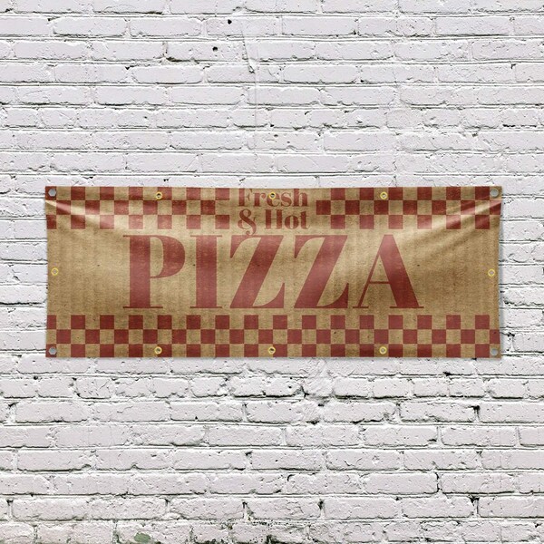 Signmission Fresh & Hot Pizza, 48 Inch x 120 Inch, Vinyl Banner - B-120-30651