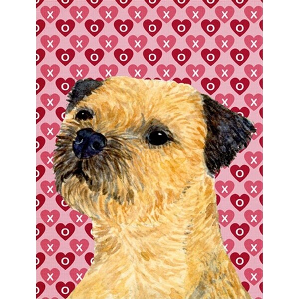 Patioplus 11 x 15 in. Border Terrier Hearts Love And Valentines Day Portrait Flag Garden Size - PA252037