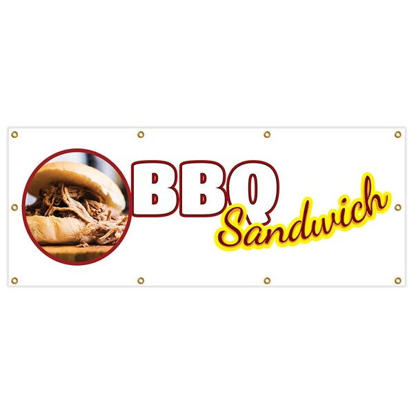 Signmission Bbq Sandwich Banner Heavy Duty 13 Oz Vinyl with Grommets Single Sided - B-96 BBQ SANDWICH