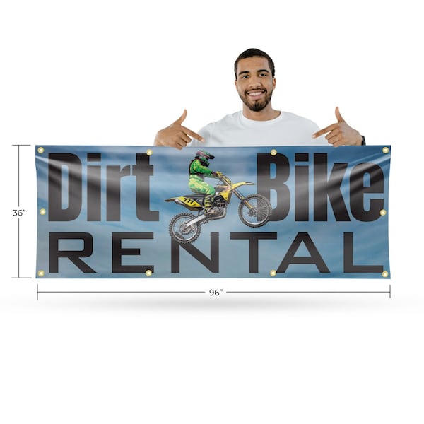 Signmission Dirt Bike Rental, 36 Inch x 96 Inch, Vinyl Banner - B-96-30545