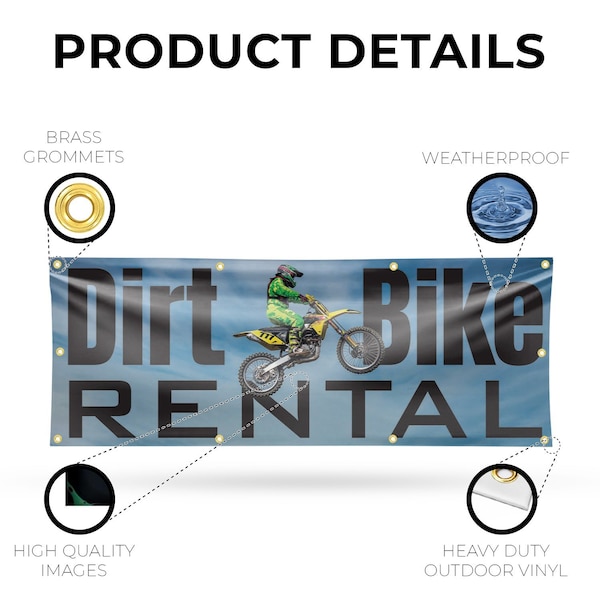 Signmission Dirt Bike Rental, 36 Inch x 96 Inch, Vinyl Banner - B-96-30545