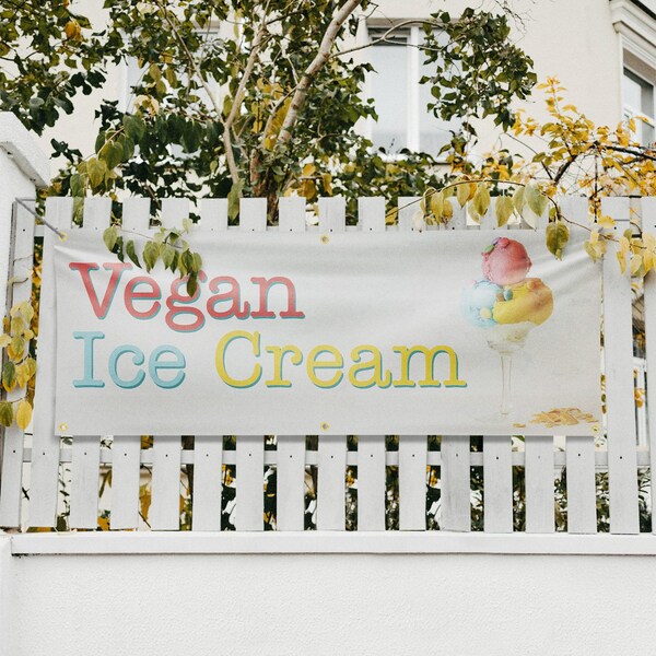 Signmission Vegan Ice Cream, 24 Inch x 72 Inch, Vinyl Banner - B-72-30911