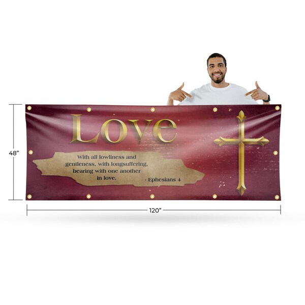 Signmission Jesus Love, 48 Inch x 120 Inch, Vinyl Banner - B-120-30708