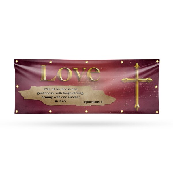 Signmission Jesus Love, 48 Inch x 120 Inch, Vinyl Banner - B-120-30708