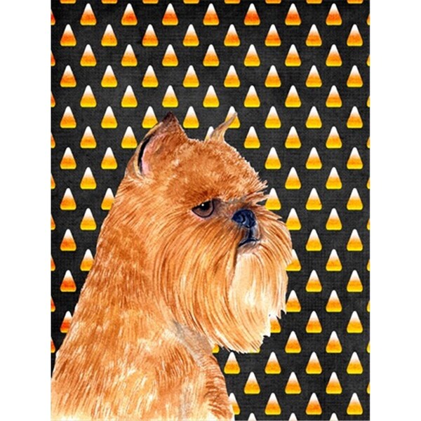 Patioplus Brussels Griffon Candy Corn Halloween Portrait Flag - Garden Size; 11 x 15 in. - PA631213