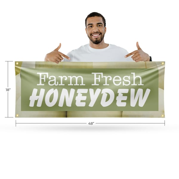 Signmission Farm Fresh Honeydew, 18 Inch x 48 Inch, Vinyl Banner - B-30597
