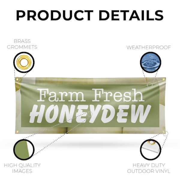 Signmission Farm Fresh Honeydew, 18 Inch x 48 Inch, Vinyl Banner - B-30597