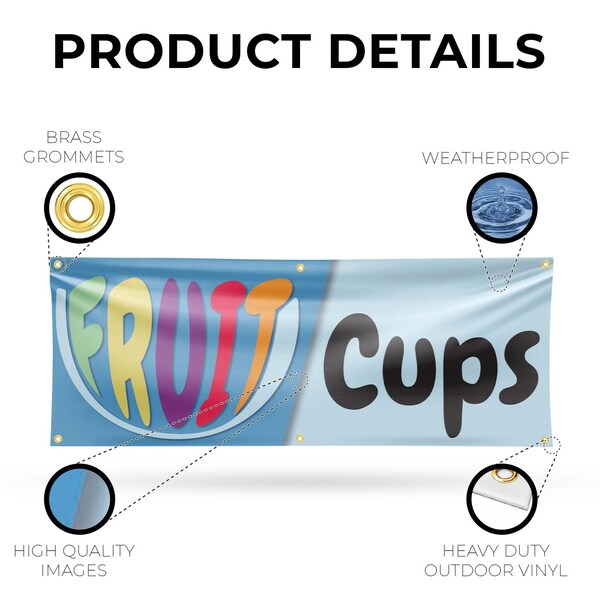 Signmission Fruit Cups, 24 Inch x 72 Inch, Vinyl Banner - B-72-30663