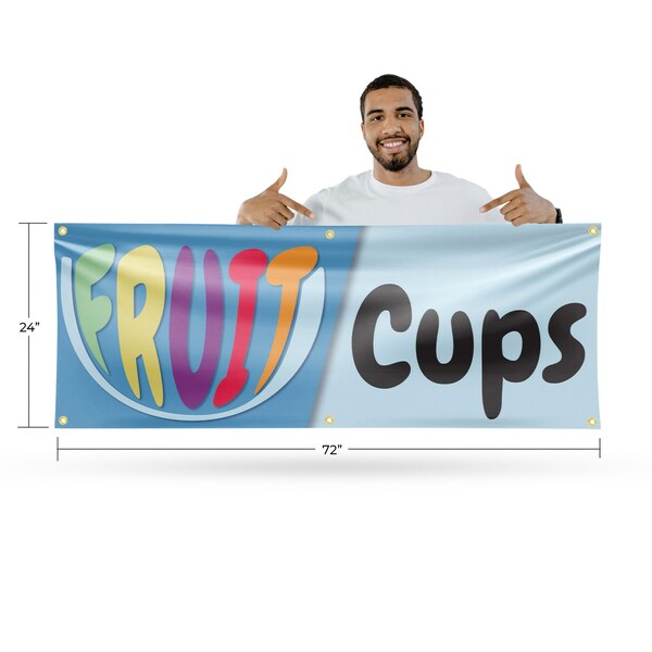 Signmission Fruit Cups, 24 Inch x 72 Inch, Vinyl Banner - B-72-30663