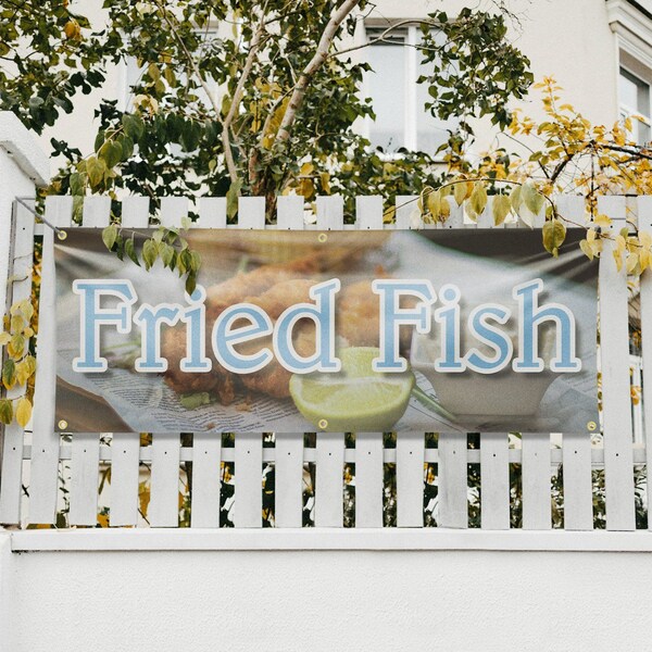 Signmission Fried Fish, 24 Inch x 72 Inch, Vinyl Banner - B-72-30660
