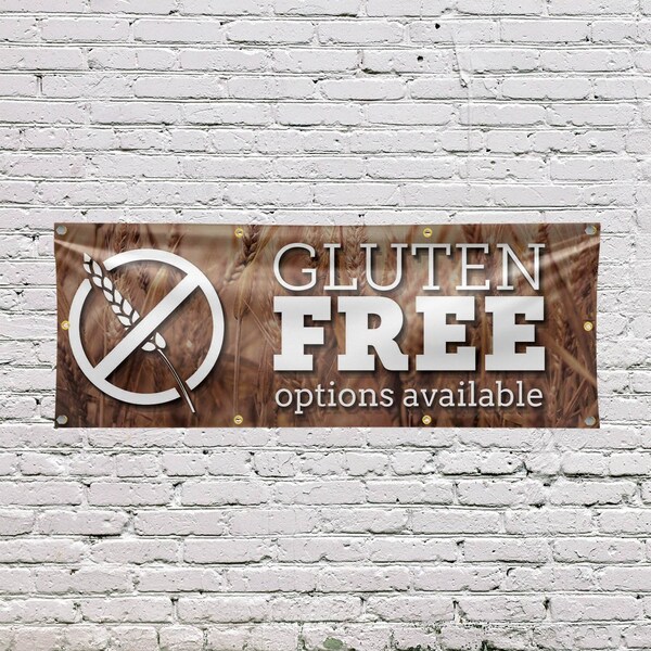 Signmission Gluten Free Options Available, 36 Inch x 96 Inch, Vinyl Banner - B-96-30672