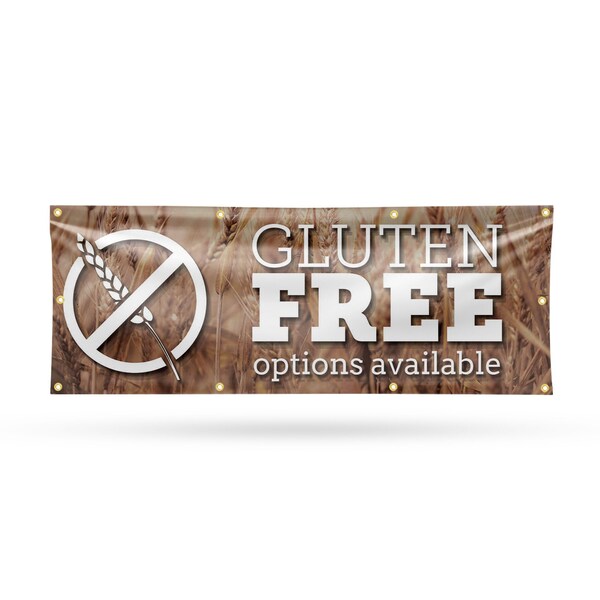 Signmission Gluten Free Options Available, 36 Inch x 96 Inch, Vinyl Banner - B-96-30672