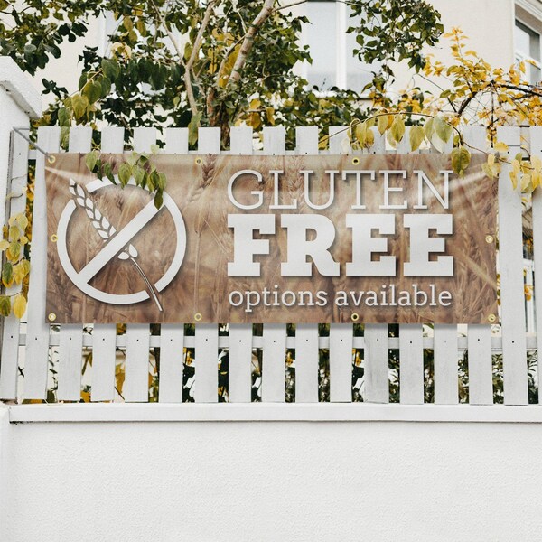 Signmission Gluten Free Options Available, 36 Inch x 96 Inch, Vinyl Banner - B-96-30672