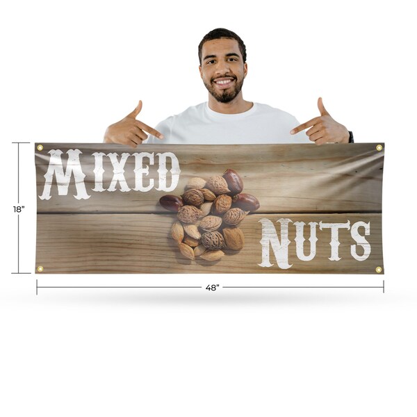Signmission Mixed Nuts, 18 Inch x 48 Inch, Vinyl Banner - B-30741