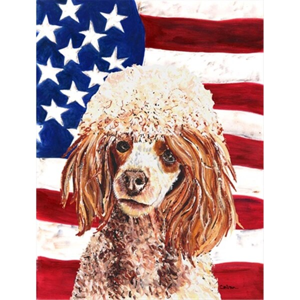 Patioplus Red Miniature Poodle with American Flag USA Flag Garden Size - PA253266