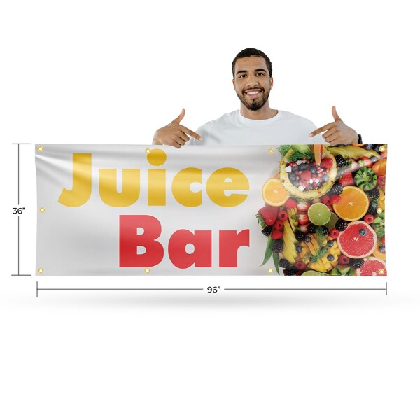 Signmission Juice Bar, 36 Inch x 96 Inch, Vinyl Banner - B-96-30715