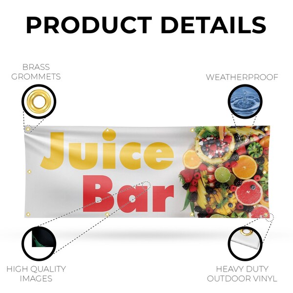 Signmission Juice Bar, 36 Inch x 96 Inch, Vinyl Banner - B-96-30715