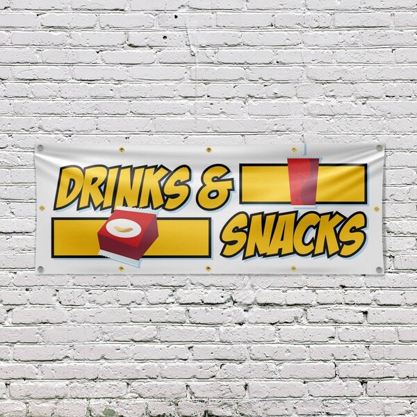 Signmission Drinks and Snacks, 48 Inch x 120 Inch, Vinyl Banner - B-120-30548