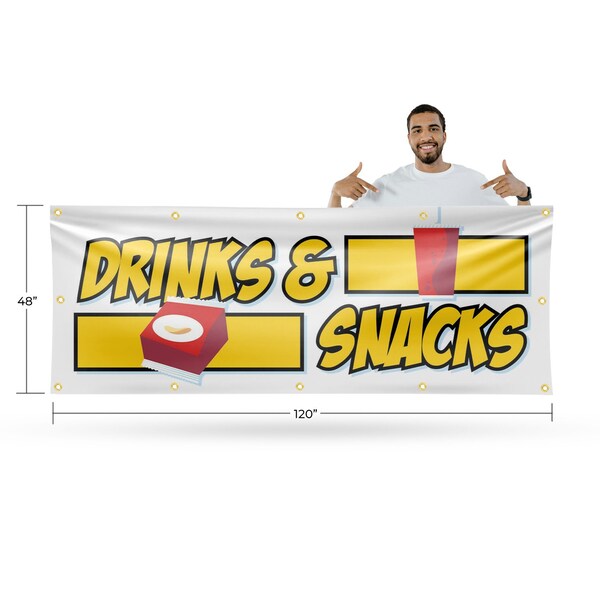 Signmission Drinks and Snacks, 48 Inch x 120 Inch, Vinyl Banner - B-120-30548