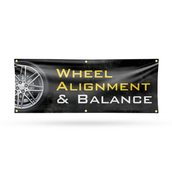 Signmission Wheel Alignment & Balancing, 24 Inch x 72 Inch, Vinyl Banner - B-72-30940