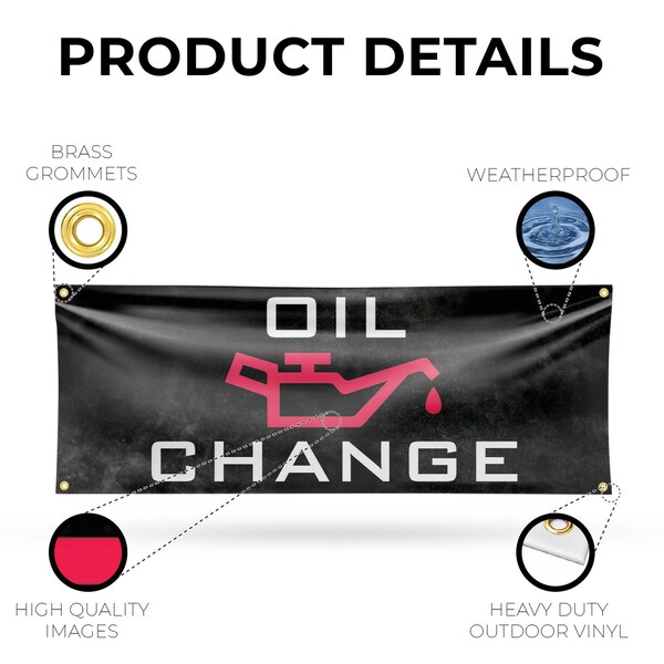 Signmission Oil Change, 18 Inch x 48 Inch, Vinyl Banner - B-30769